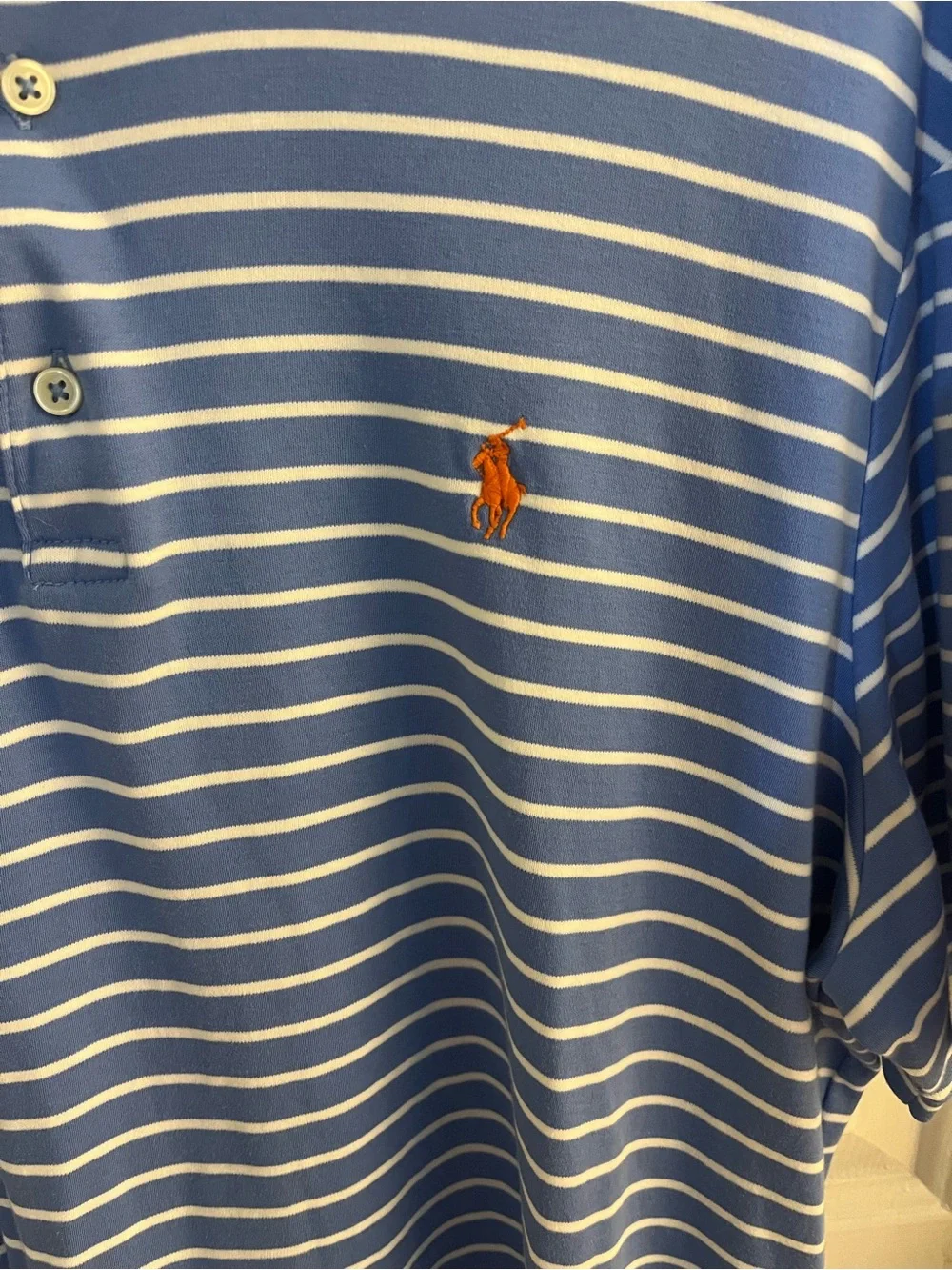 Polo Ralph Lauren Men’s XL Blue White Striped Polo 100% Cotton Preppy Golf